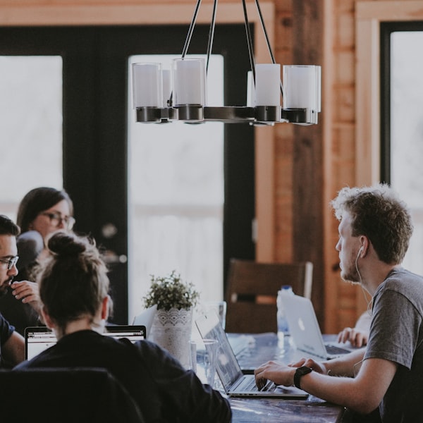 Team of professionals collaborating in a modern office